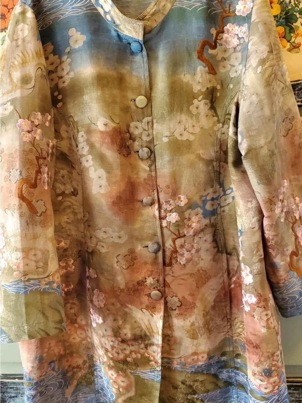 Citron Pastel Floral Watercolor Trench Coat